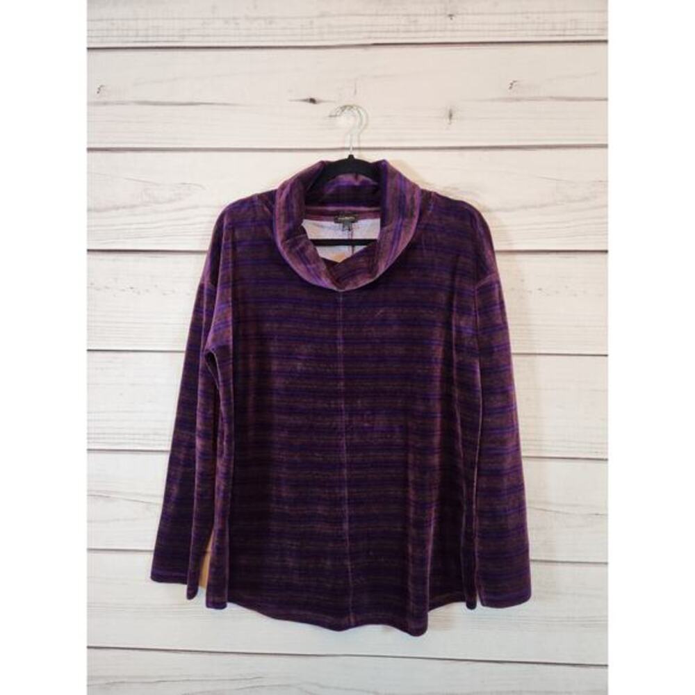 Talbots Women's Purple Striped Stretch Turtleneck Long Sleeve Sweater Size Large